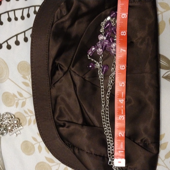 NWT Old Navy Brown Satin Clutch and Goodies - Picture 8 of 15
